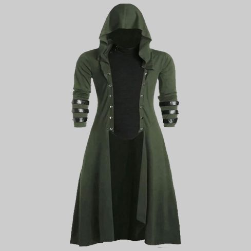 Gothic Hooded Windbreaker with Cape For Men