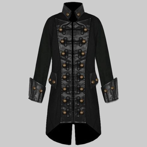 Gothic Pirate Coat with Copper Buttons For Men