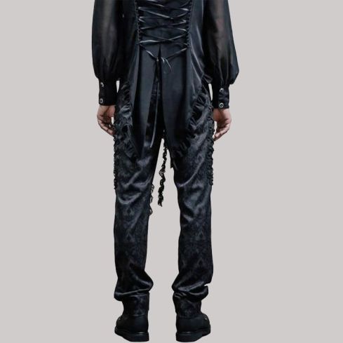 Handmade New Formal Gothic Men Gorgeous Lace Jacquard Trousers Men Party Royal Trousers