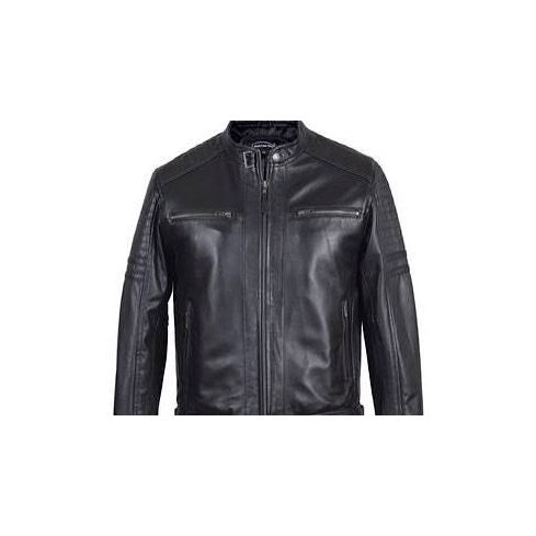 Men's Black Cafe Racer Leather Jacket