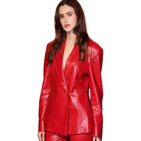 Jessica Bruno The Beauty 2026 Red Leather Blazer