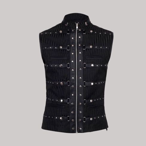 Men Black Punk Waistcoat