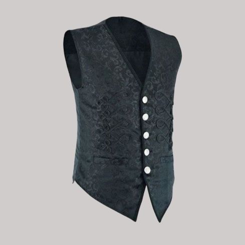 Men brocade black damaskvelvetgothic vest waistcoat