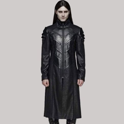 Men goth military style stand collarlongcoat
