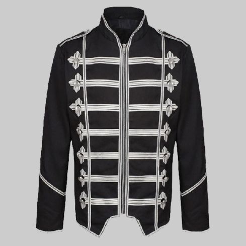 Men Gothic Military Black Emo Parade Jacket