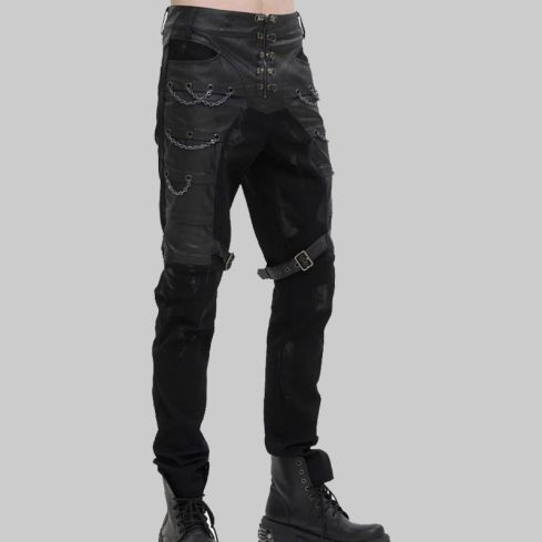 Men Gothic Patchwork Link Chain Pants