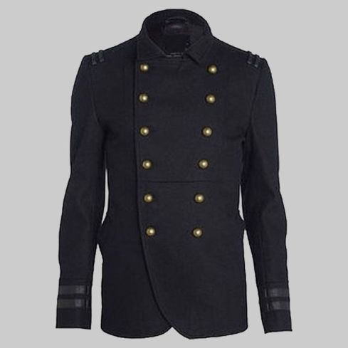 Men Military Style Wool Coat