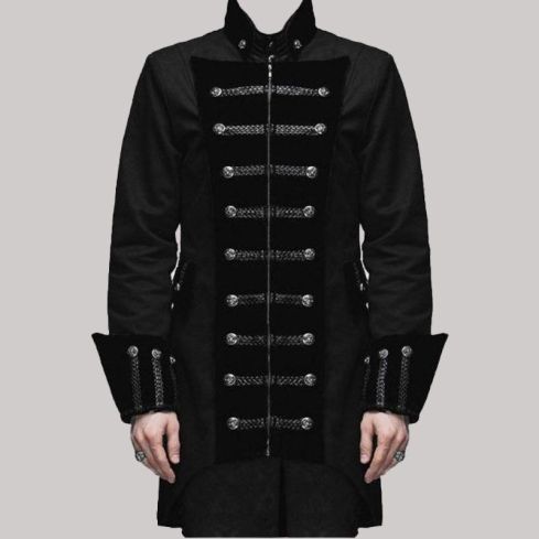 Men steampunkvelvetfrock fashion coat-0