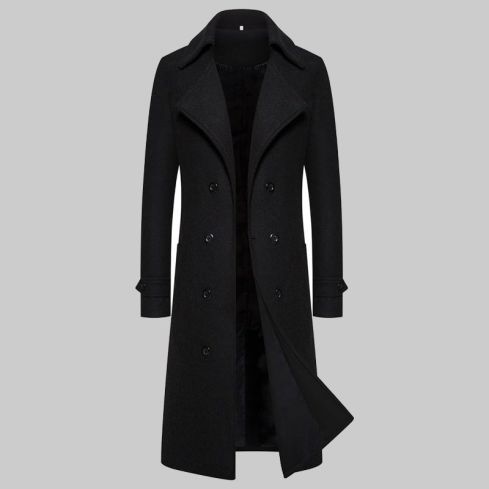 Men Single Breasted Trench Long Coat