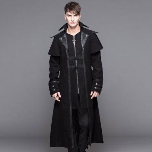 Men’s Handcrafted Red Velvet Steampunk Gothic Long Coat