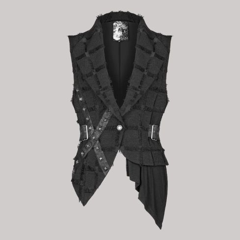 Mens Asymmetric Wasteland Punk Splicing Vest