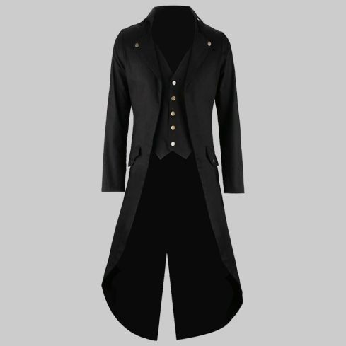 Black Gothic Steampunk Halloween Long Coat