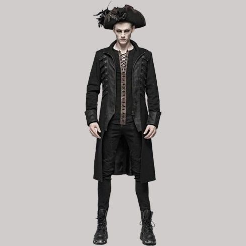 Mens goth military overcoat