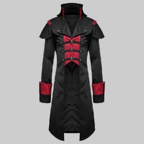 Mens Black Gothic Devil Jacket Steampunk Style