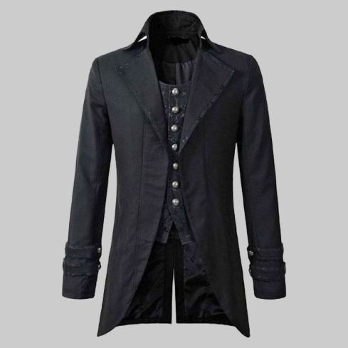Mens Morning Gothic Jacket Tailcoat Black Brocade Steampunk Victorian