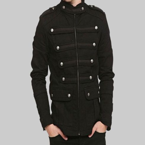 Military Band Black Vintage Goth Coat Jacket Steampunk