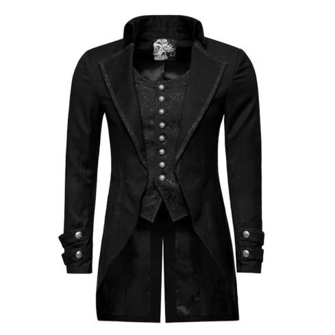Military Black Men's Vampire Jacket Long Gothic Jacket