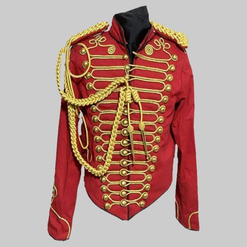 Military Jacket Gold Braids At Front Back & Sleeves