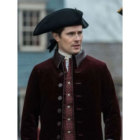 Lord John Grey Outlander Season 7 Maroon Military Style Coat