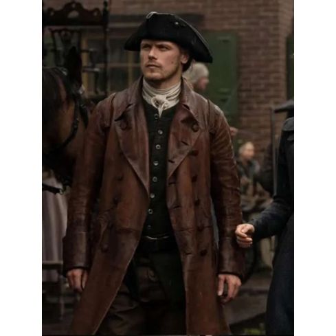 Jamie Fraser Outlander Brown Leather Coat | Sam Heughan Coat