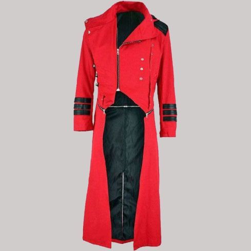 Red and Black Scorpion Punisher Hooded Trench Coat