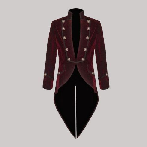 Red Velvet Goth Steampunk Victorian Tail Coat