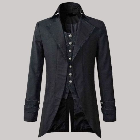 Steampunk Victorian Black Brocade Morning Tailcoat for Men