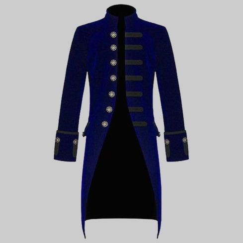 Steampunk Victorian Frock Coat Blue Velvet Goth