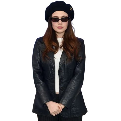 Molly Gordon Oh Hi! Black Leather Blazer