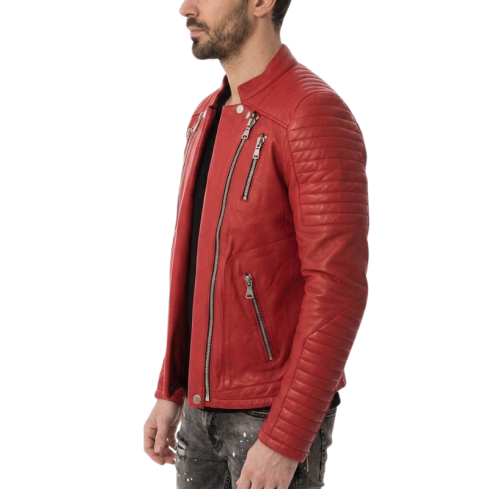 Men's Zipper Style Quilted Leather Jacket | Premium Genuine Leather Biker Jacket