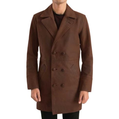 Brown Leather Coat for Men & Women | Premium Genuine Leather Long Coat