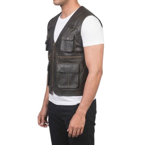 Black Leather Vest for Men | Premium Genuine Leather Biker Vest