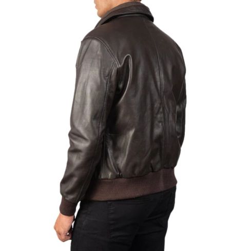 Air Rolf Brown Leather Bomber Jacket