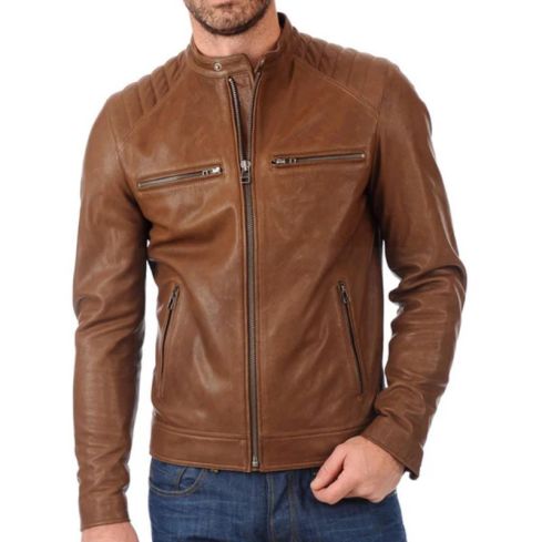 Classic Men's Brown Biker Real Leather Jacket | Premium Genuine Leather Motorcycle Jacket