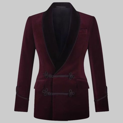 Velvet Wine Smoking Jacket